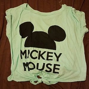 Teal mickey mouse crop top